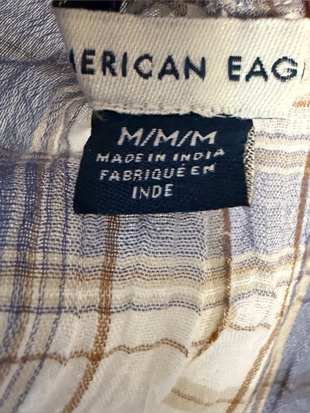 American Eagle Outfitters Blue and Cream Plaid Lace-Trim Cami - Picture 7 of 9